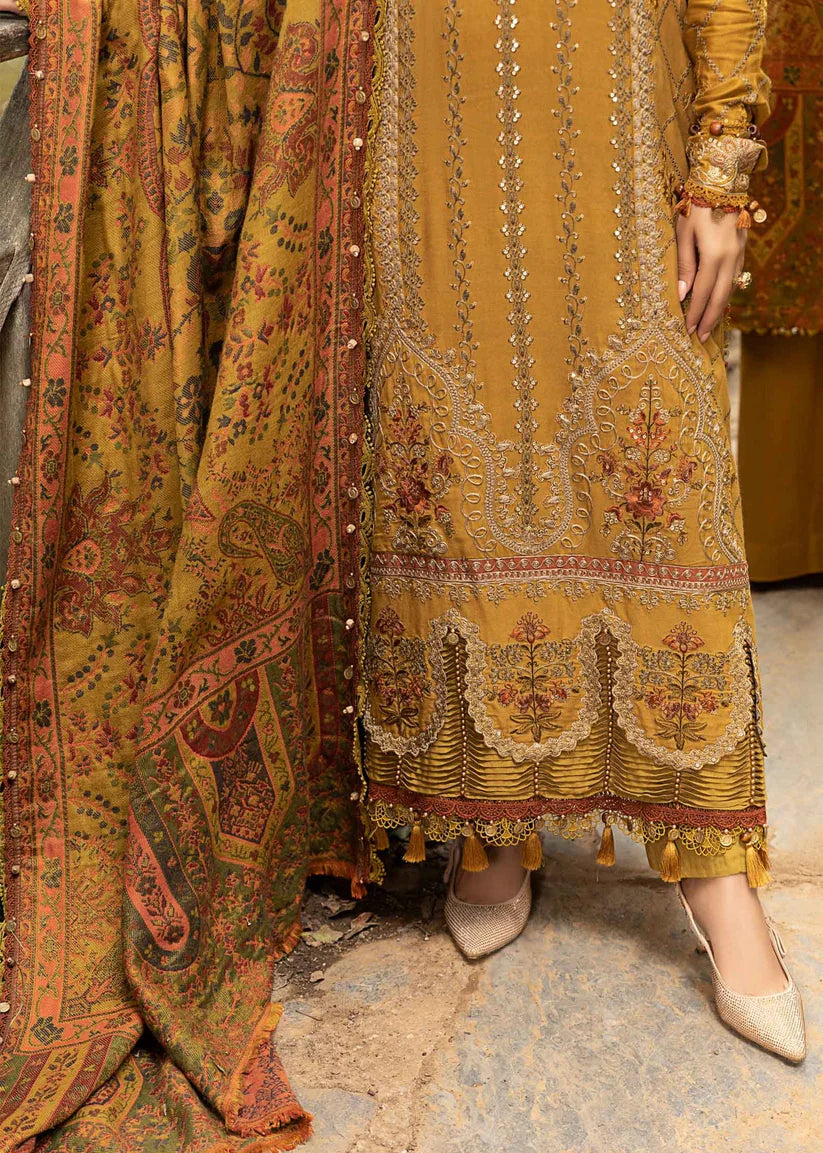 Grace W857-Embroidered 3pc Marina Dress With Printed Shawl.