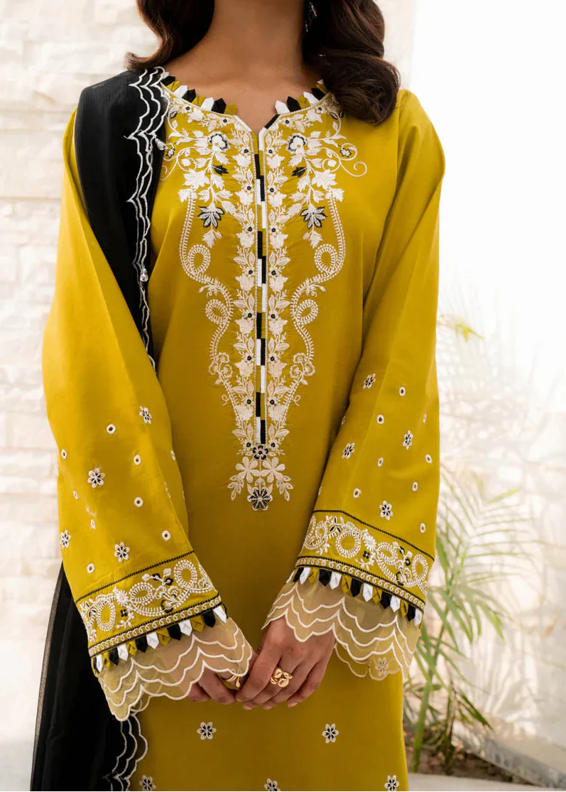 MISK 05 -Stitched Embroidered 3pc Lawn Dress With Embroidered Chiffon Dupatta.