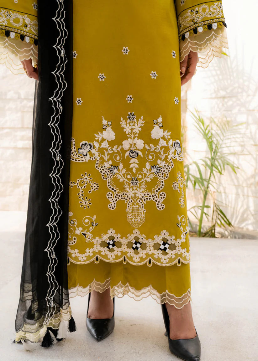 MISK 05 - Embroidered 3pc Lawn Dress With Embroidered Chiffon Dupatta.
