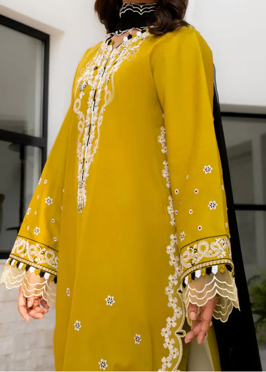 MISK 05 - Embroidered 3pc Lawn Dress With Embroidered Chiffon Dupatta.