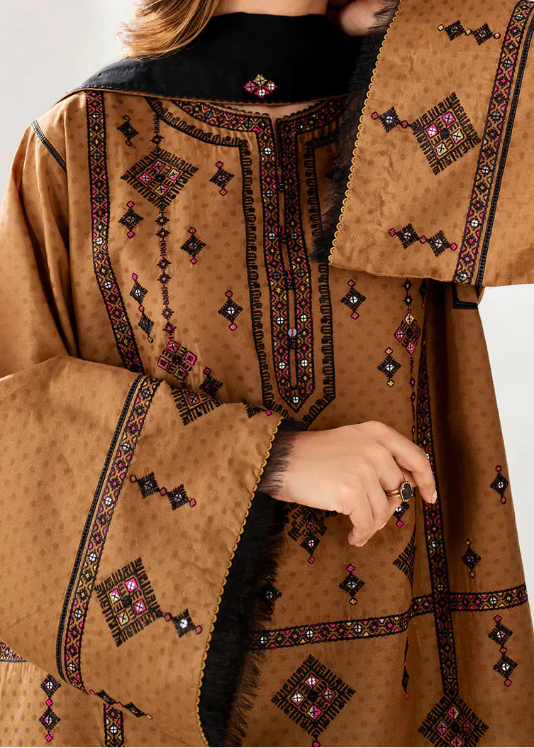 Grace Z-(W982) - Stitched Embroidered 3pc Marina Dress With Embroidered Chiffon Dupatta.