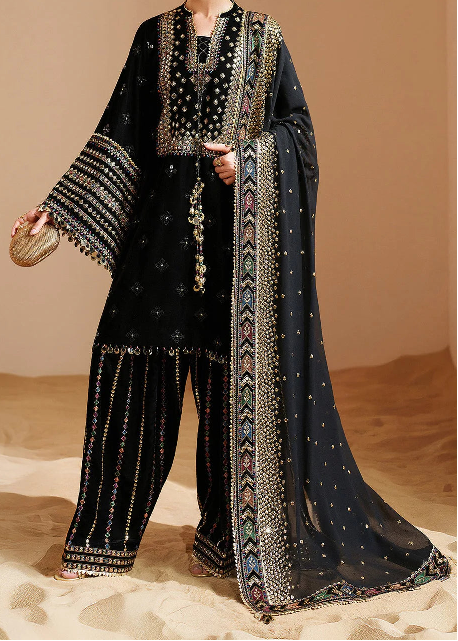 Grace W993-Embroidered Sequence 3pc Velvet Dress Dress With Embroidered Sequence Chiffon Dupatta.