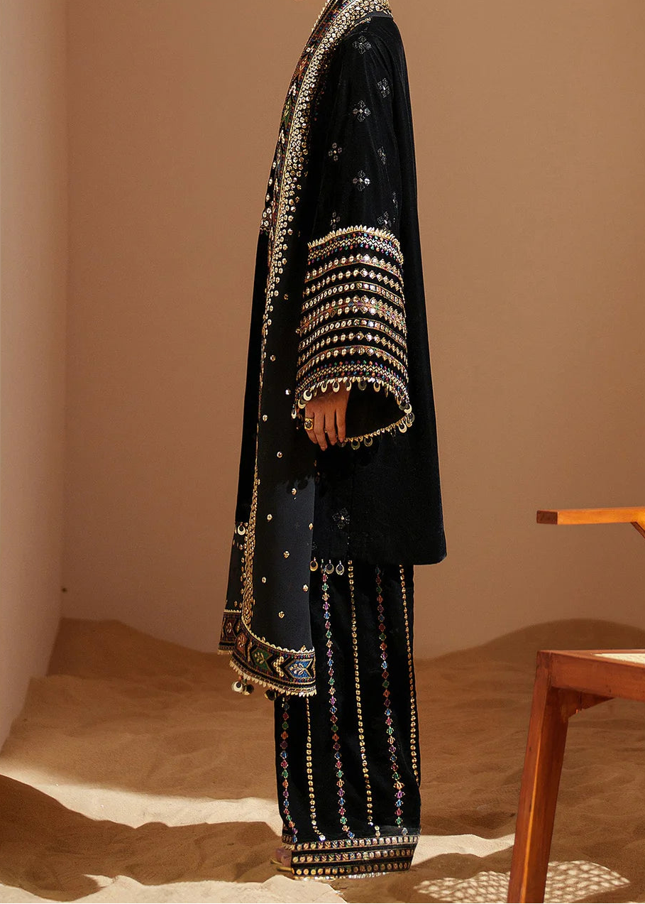 Grace W993-Embroidered Sequence 3pc Velvet Dress Dress With Embroidered Sequence Chiffon Dupatta.