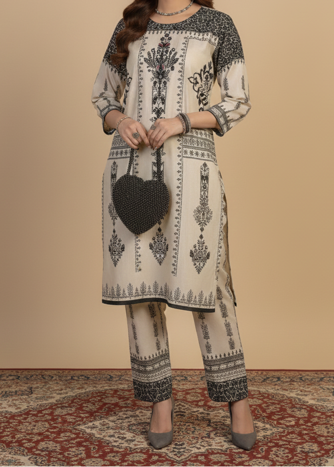 Grace W968- Digital Printed 2pc Karandi Dress.