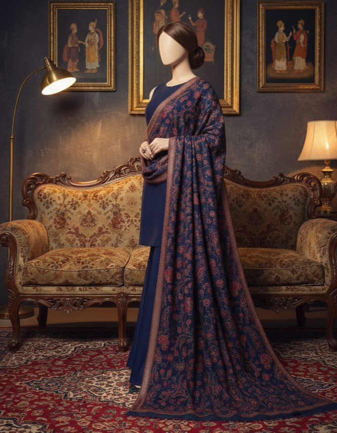Sarinnah D17-Formal heavy Embroidered Karandi Shawl