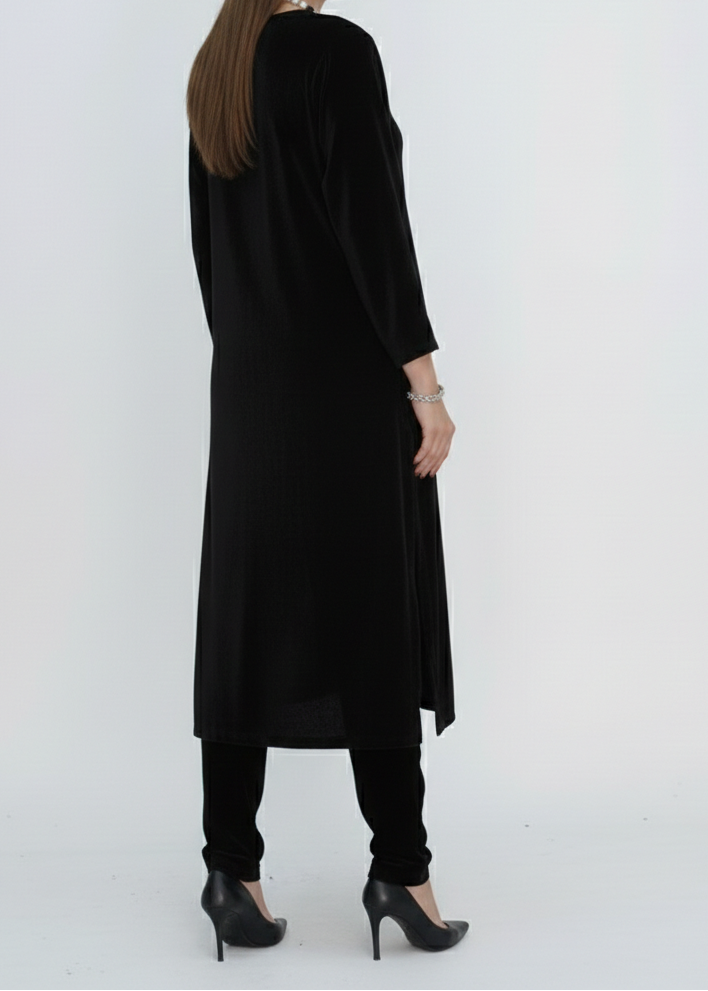 C-S 043- STITCHED 2PC VELVET CO-ORD SET.