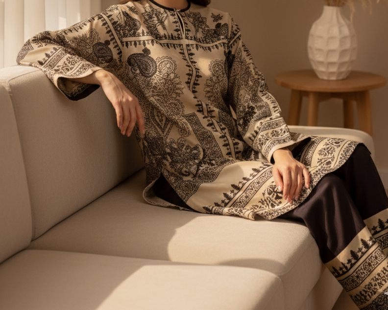 Grace W725 - Digital Printed 3pc Silk dress With Digital Printed Silk dupatta.