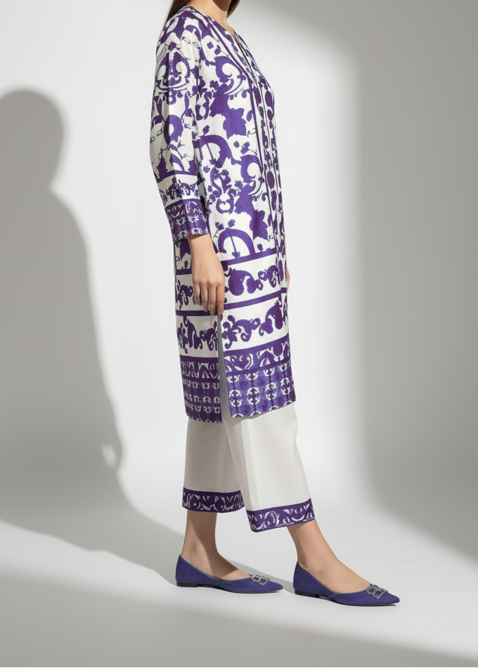 Grace W698 - Digital Printed 3pc Silk dress With Digital Printed Silk dupatta.