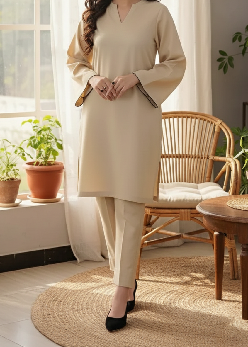 C-S 034- STITCHED 2PC DHANAK CO-ORD SET.