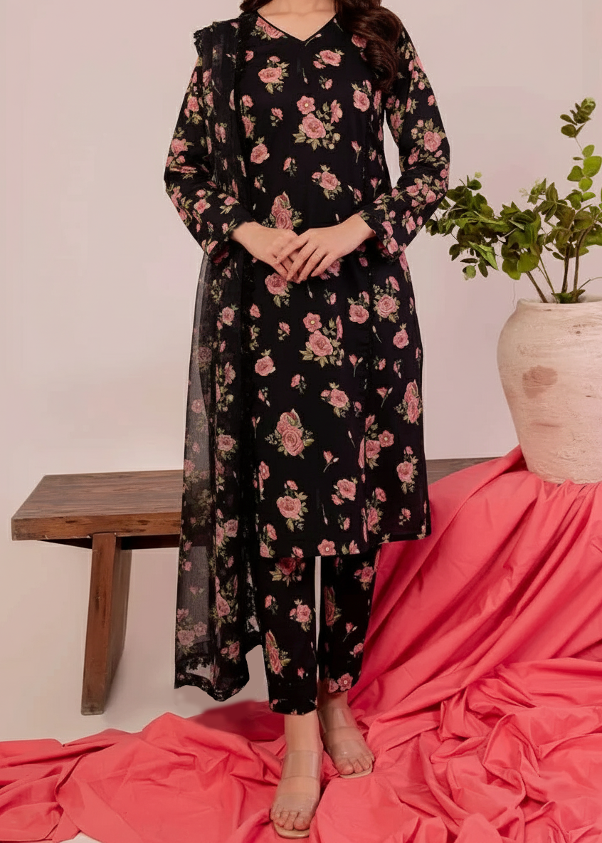 Grace W813 - Digital Printed 3pc Karandi Dress With Digital Printed Karandi Shawl.