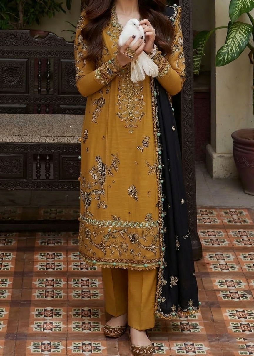 Grace S1345 - Embroidered 3pc Lawn Dress With Printed Lawn Dupatta.