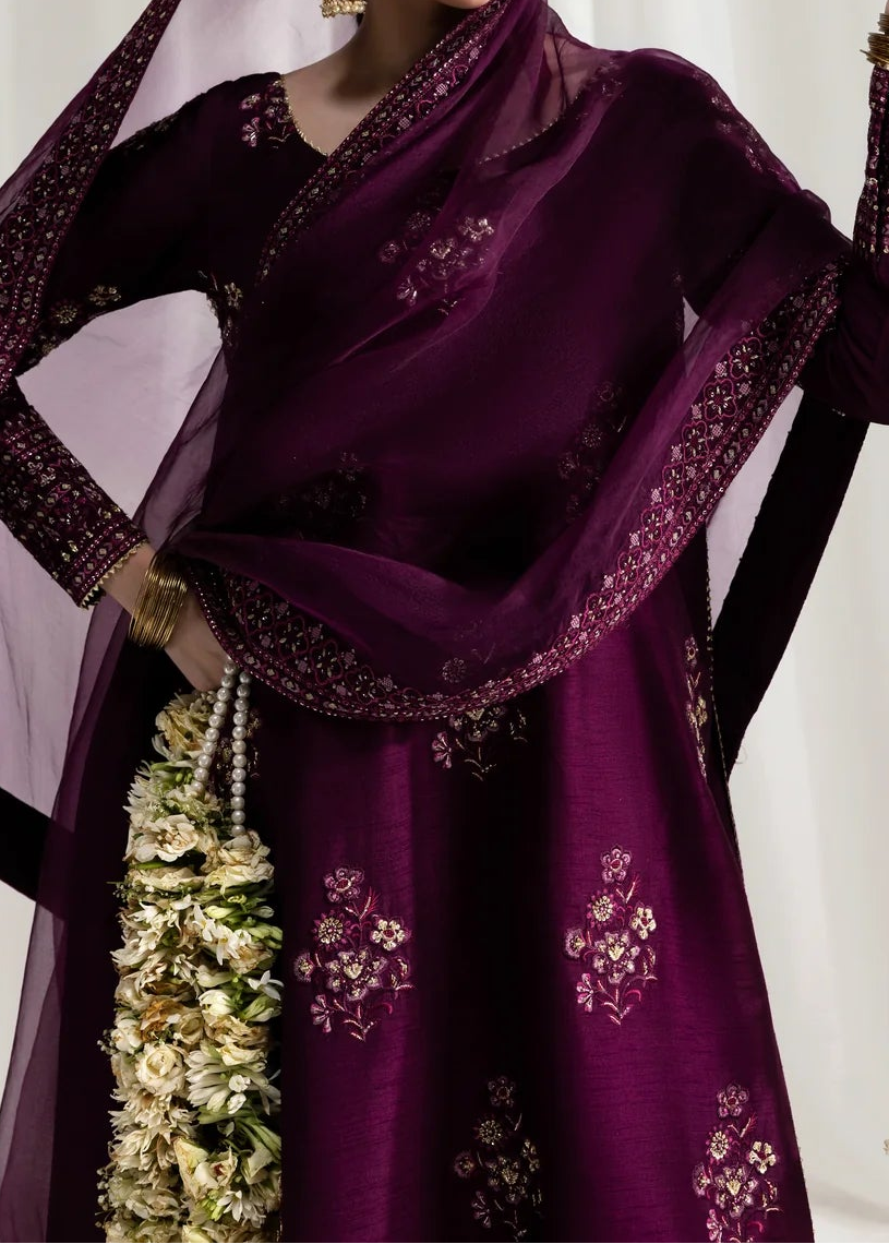 Grace W774 - Embroidered Sequence 3pc Marina Dress With Embroidered Sequence Chiffon Dupatta.