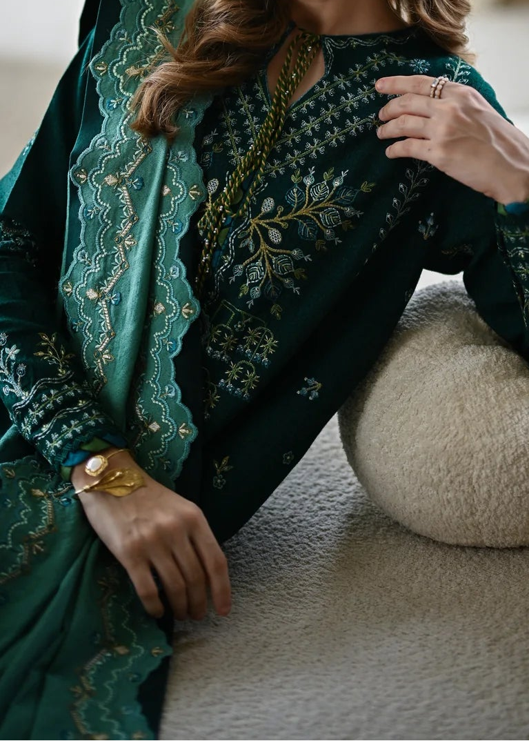 Grace W771 - Embroidered 3pc Marina Dress With Printed Shawl.