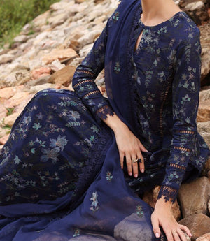 Grace S463-Embroidered 3pc lawn dress with embroidered chiffon dupatta.