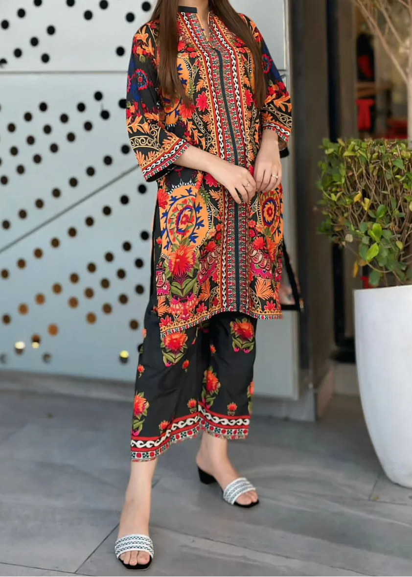 Grace W968- Digital Printed 2pc Karandi Dress.