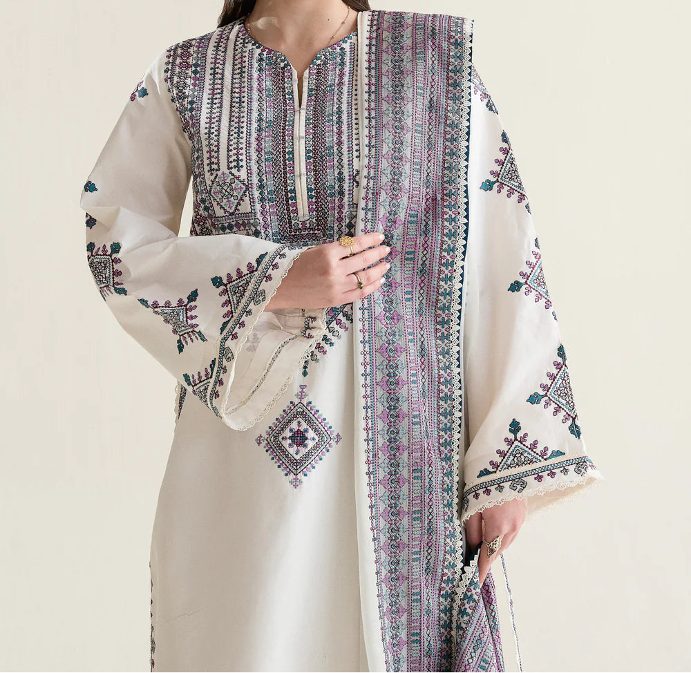 Grace S1425 - Embroidered 3pc Lawn Dress With Printed Lawn Dupatta.