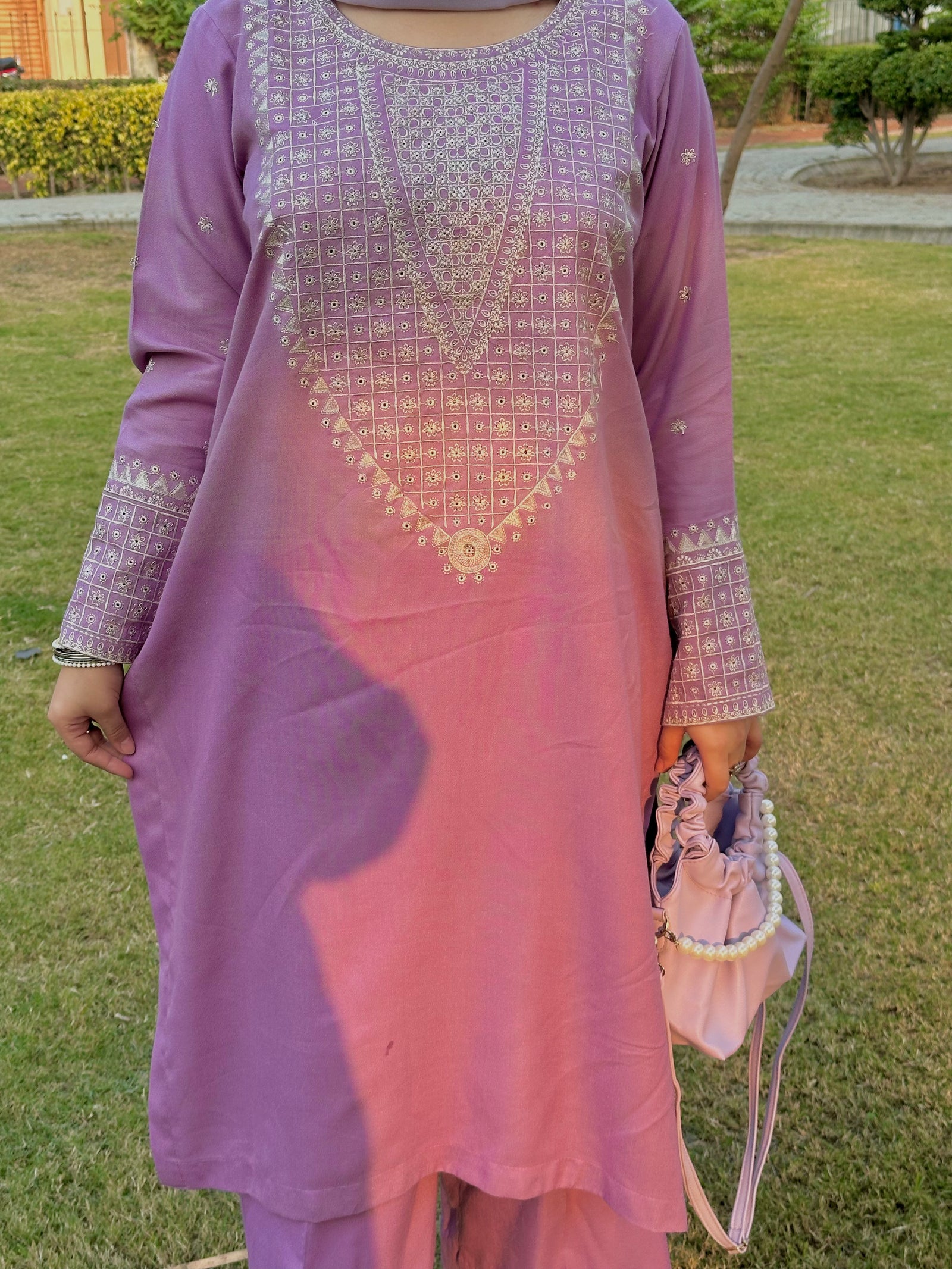 Grace Z-(W798) - Stitched Embroidered 2pc Marina Dress