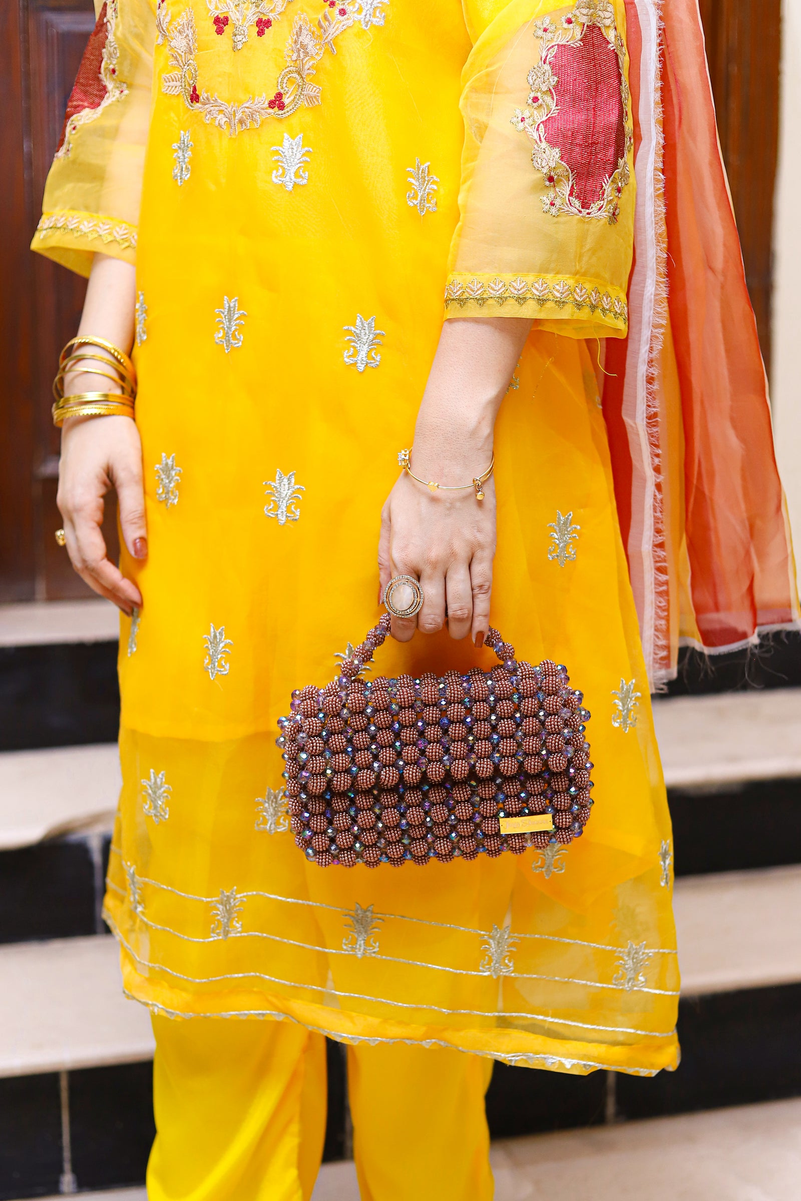 Grace W476-Embroidered 3pc organza dress with Embroidered Organza Duppata.