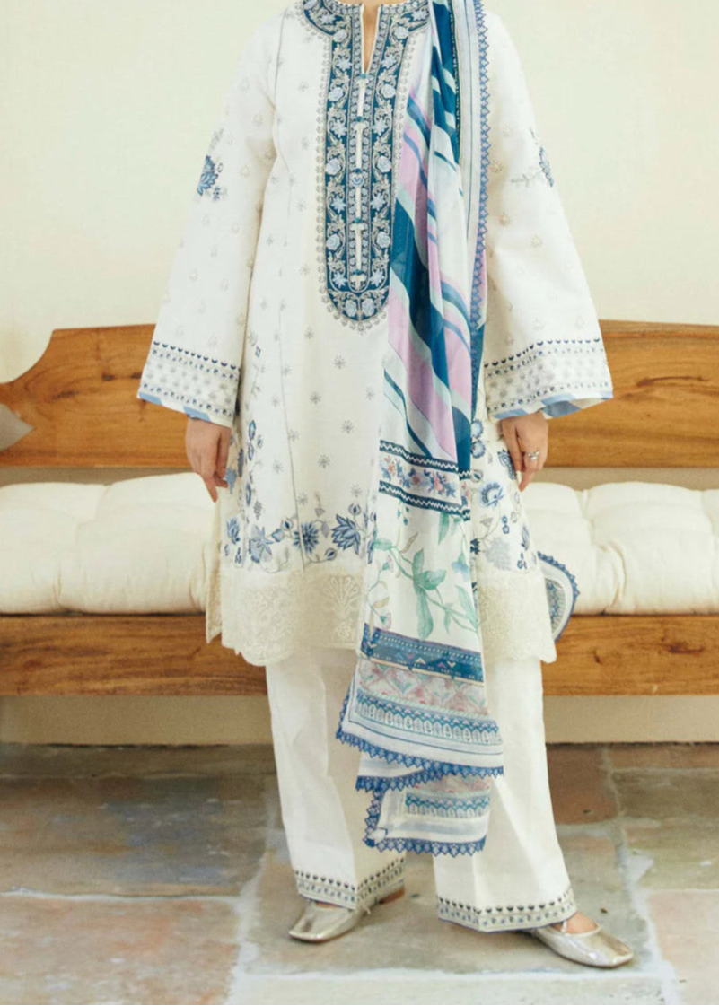 Grace S1265-Embroidered 3pc Lawn Dress With Printed Munar Dupatta.