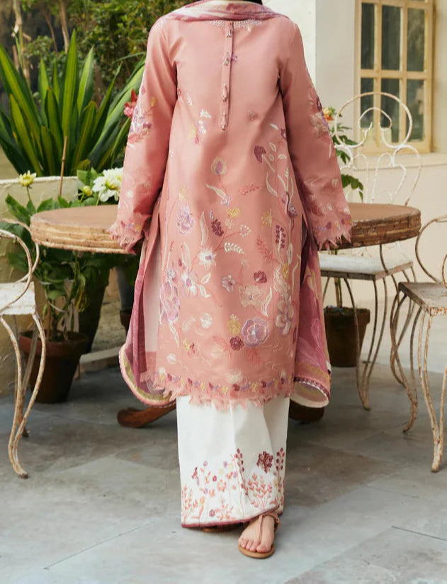 Grace Z(S1221)- Stitched Embroidered 3pc Lawn Dress With Printed Munar Dupatta.
