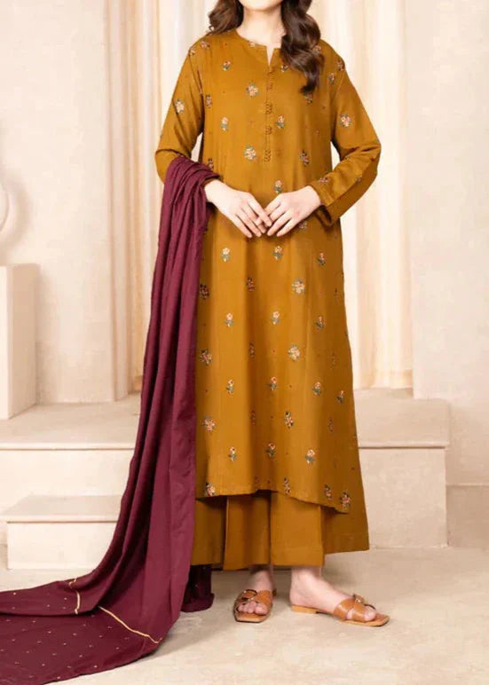 Grace Z-(W553)- Stitched Embroidered 3PC Marina Dress With Embroidered Marina Shawl.