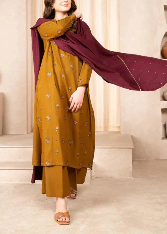 Grace Z-(W553)- Stitched Embroidered 3PC Marina Dress With Embroidered Marina Shawl.