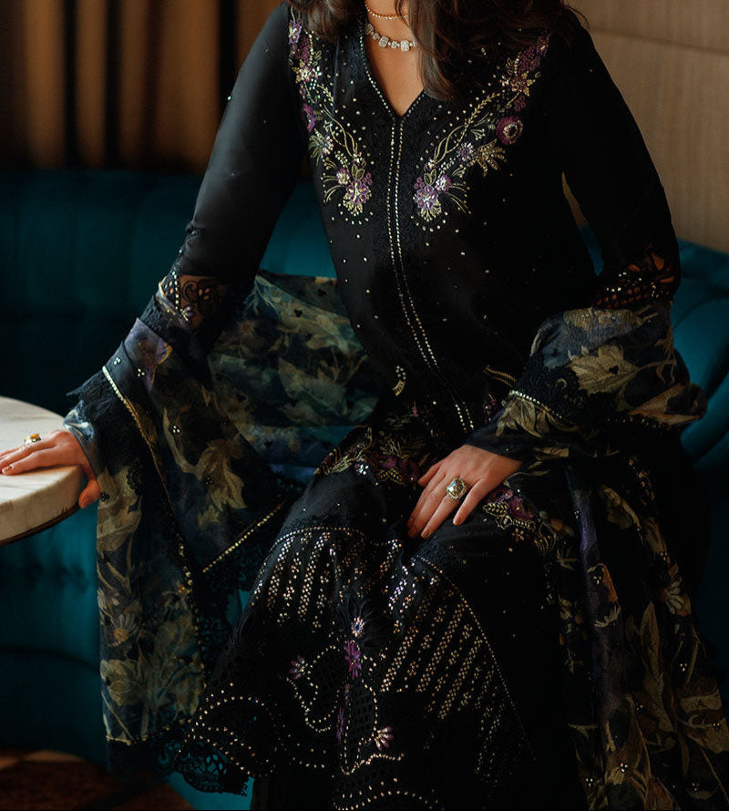 Grace S1251-Embroidered Sequence 3pc CUTWORK Lawn Dress With Printed Munar Dupatta.