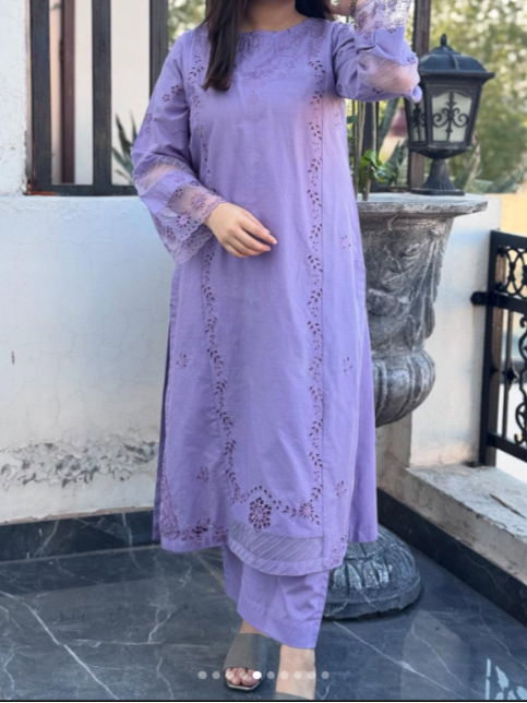 Grace S1216-Embroidered 2pc CHIKANKARI Lawn Dress