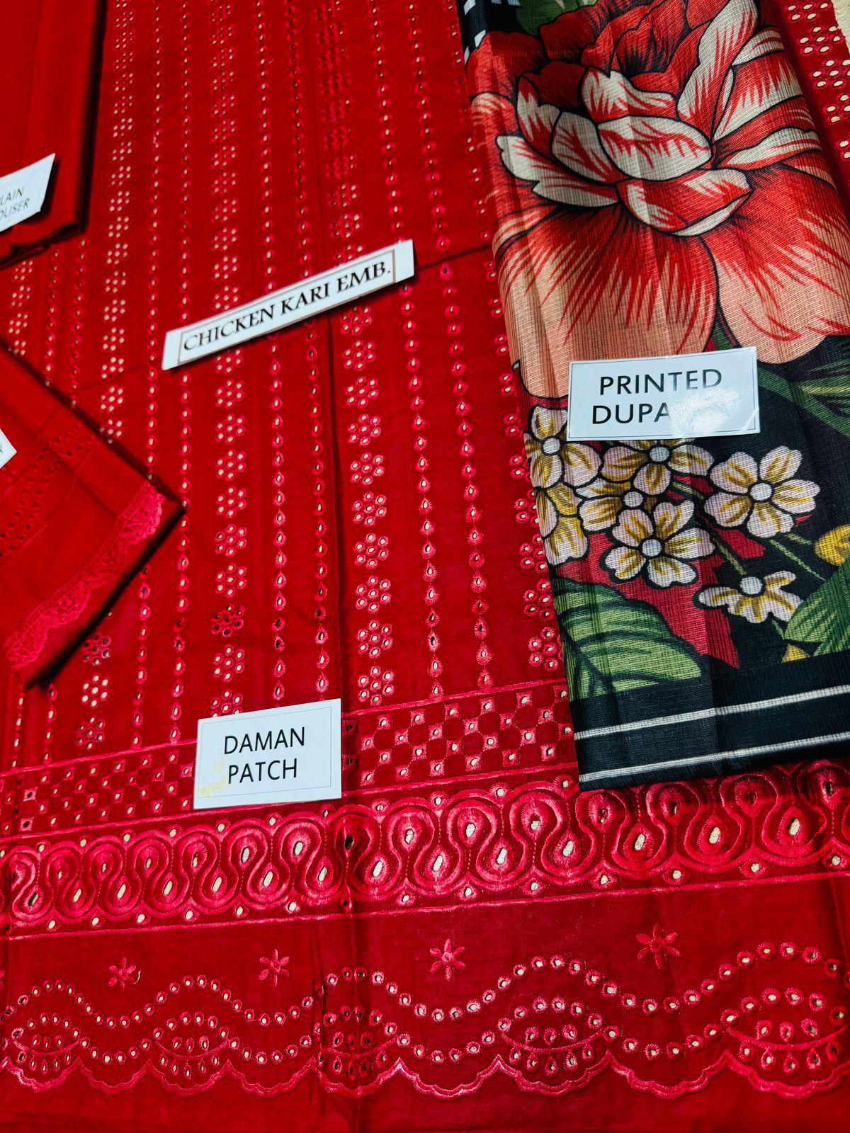 Grace S651-Embroidered 3pc Chickan lawn dress with Printed munar dupatta.