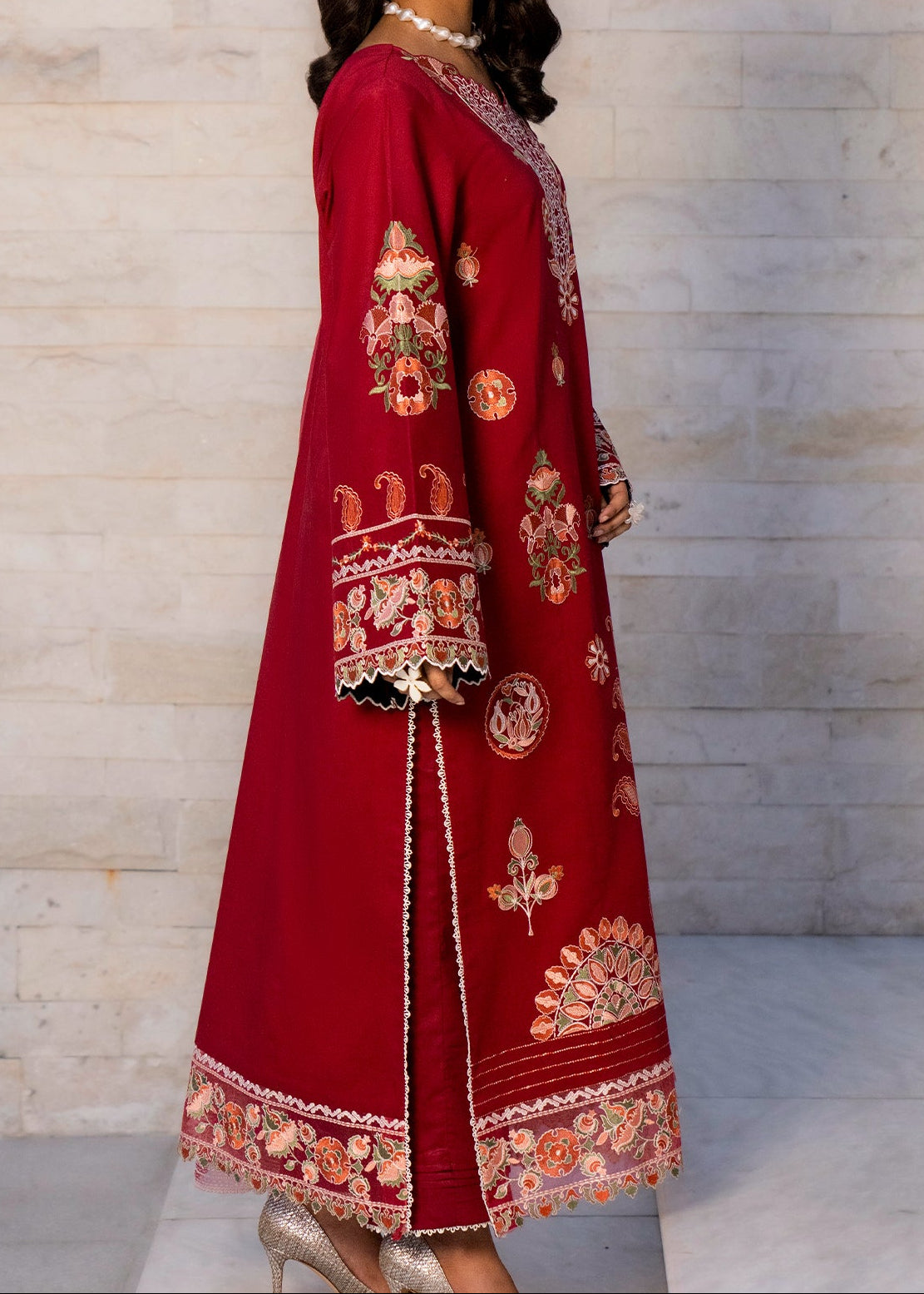 MISK 01 - Embroidered 3pc Lawn Dress With Embroidered Chiffon Dupatta.