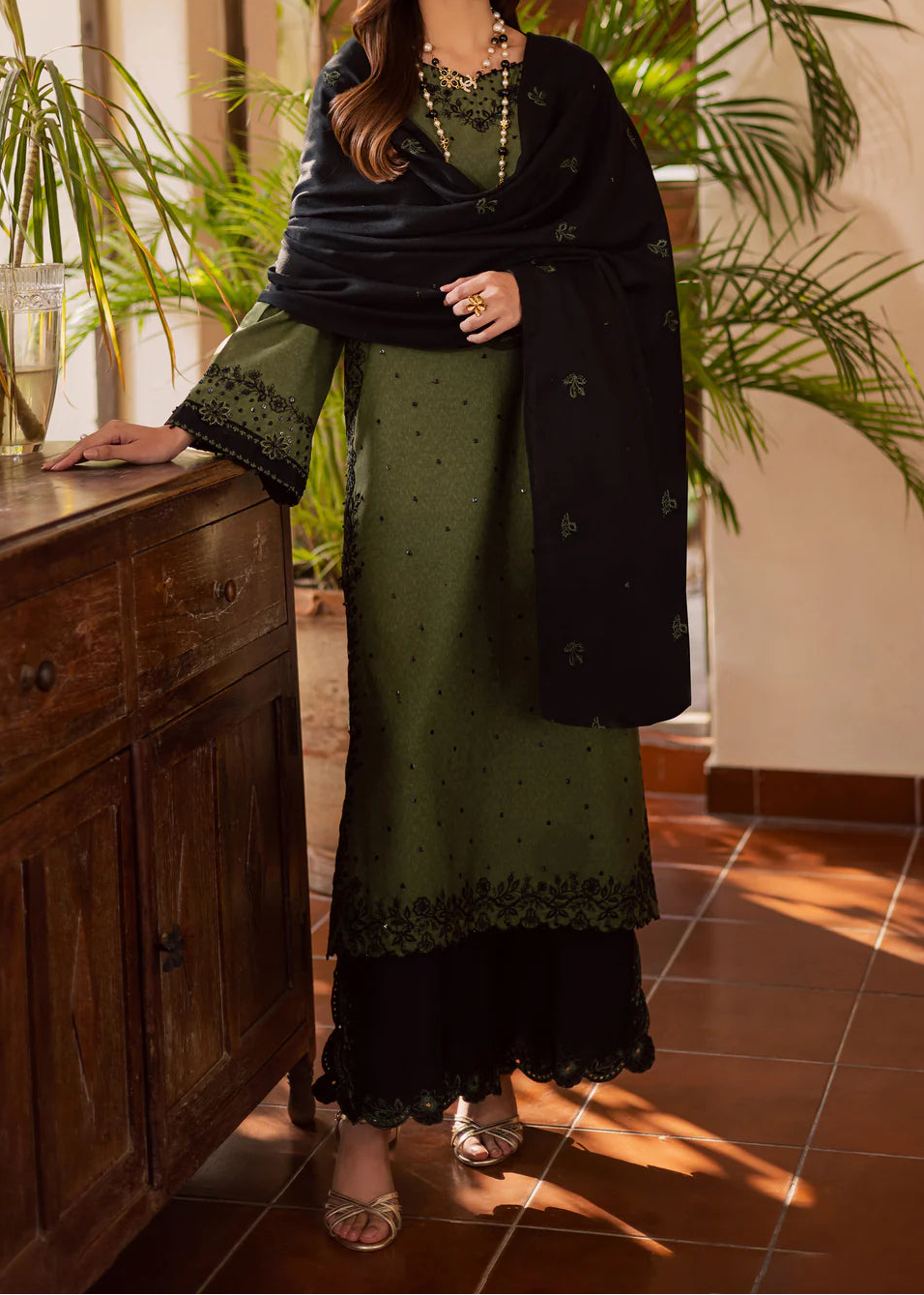 Grace S1393- Embroidered 3pc Lawn Dress With Embroidered Chiffon Dupatta.