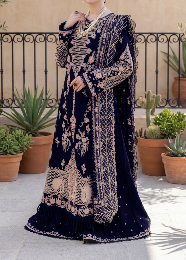 Grace S1233-Embroidered 3pc Lawn Dress With Embroidered Munar Dupatta.