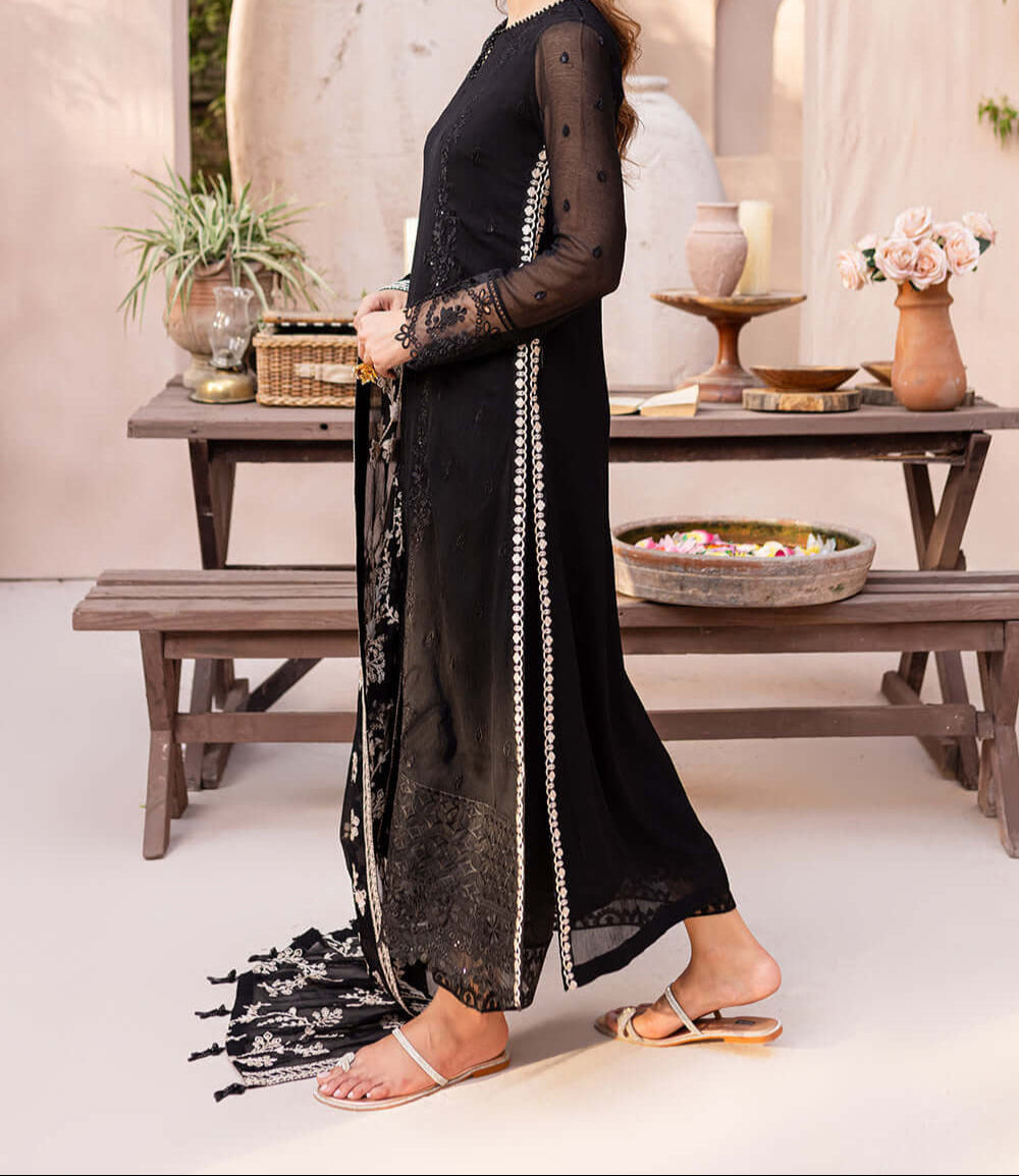 Grace S1219-Embroidered 3pc Sequence Chiffon dress with Embroidered Chiffon Dupatta.