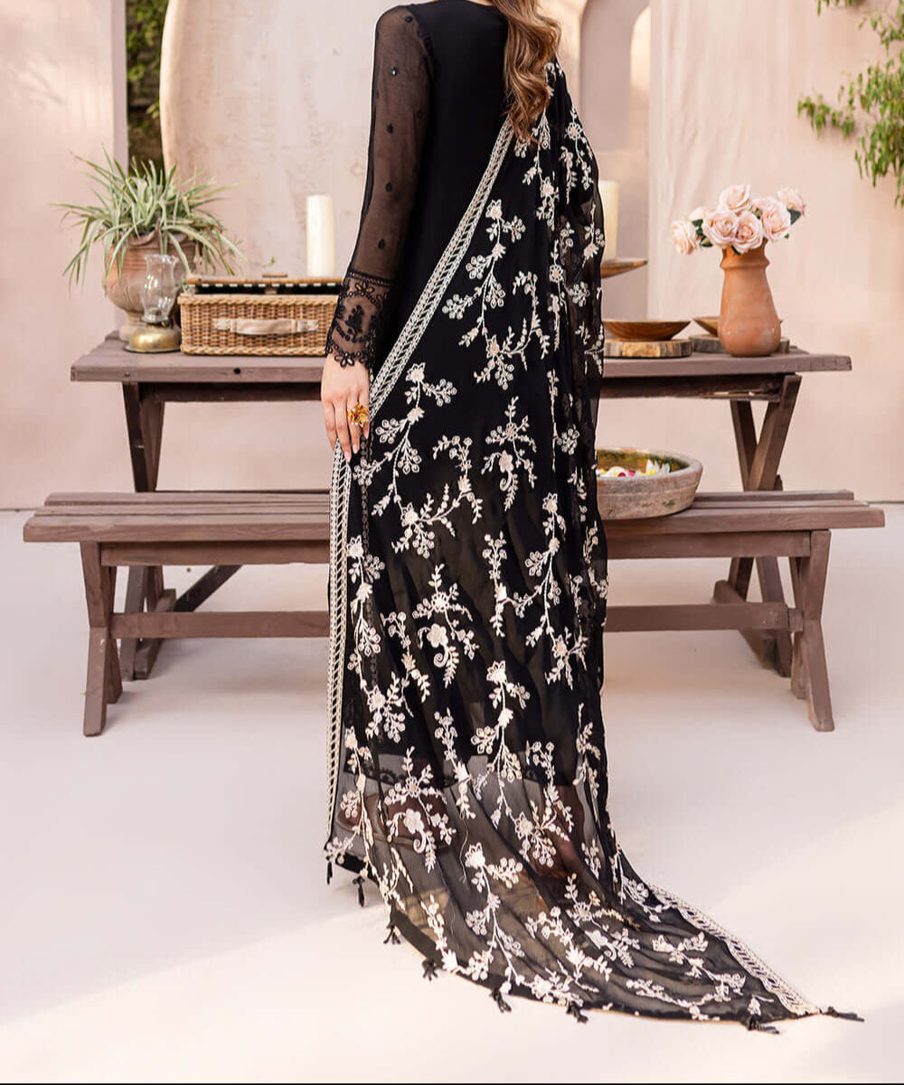 Grace S1219-Embroidered 3pc Sequence Chiffon dress with Embroidered Chiffon Dupatta.