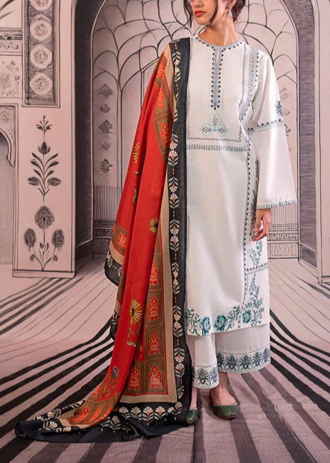 Grace S1109-Embroidered 3pc Lawn dress with Printed Munar Dupatta.