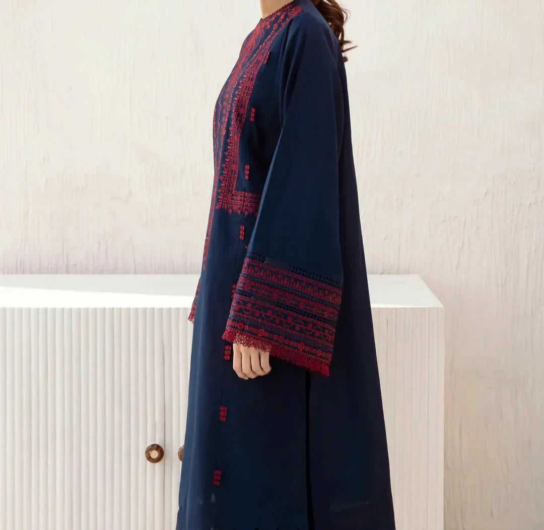 Grace Z-(W681) - Stitched Embroidered 2pc Linen dress