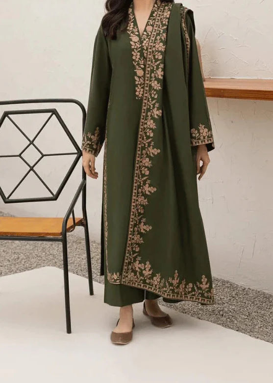 Grace Z-(W772 ) - Stitched Embroidered 3pc Marina Dress With Embroidered Marina Shawl.