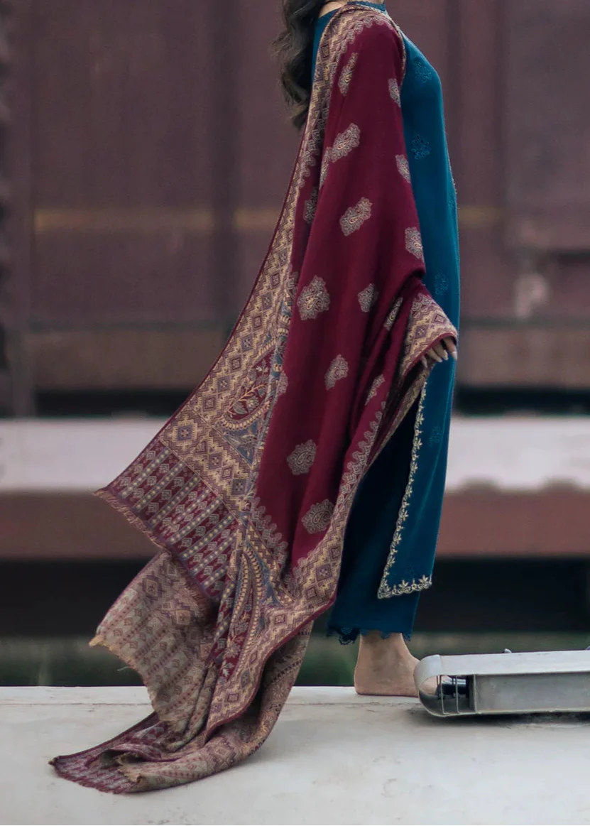 Grace Z-(W716) - Stitched Embroidered CHIKANKARI 3pc Marina Dress With Printed Shawl