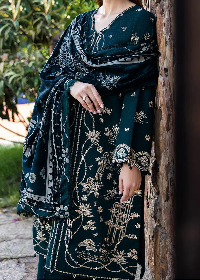 Grace W981-Embroidered 3pc Marina Dress With Printed Shawl.