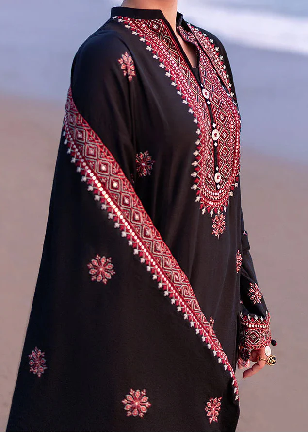 Grace Z-(W825) - Stitched Embroidered 3pc Marina Dress With Printed Shawl.