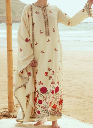 Grace W238-Embroidered 3pc marina dress with Embroidered marina shawl.