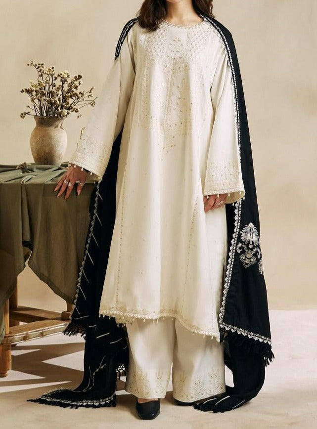 Grace W405- Embroidered 3pc marina dress with Embroidered marina shawl.