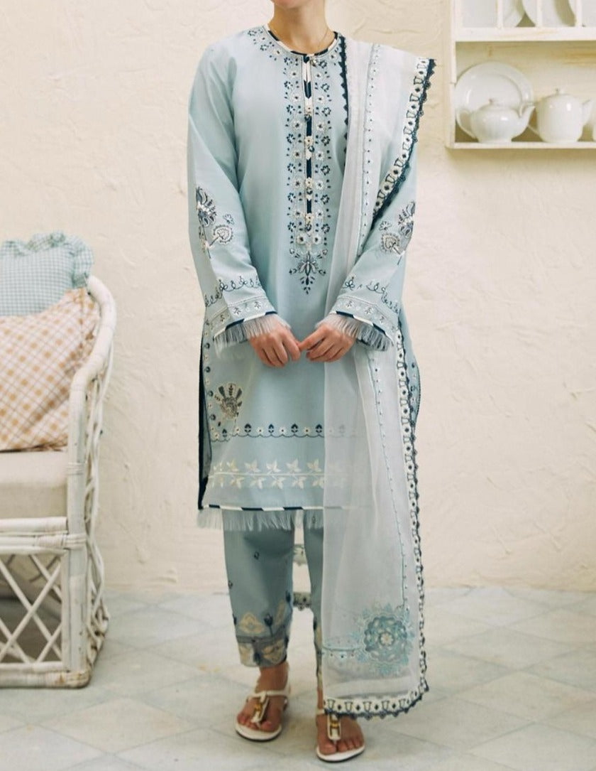 Grace S564-Embroidered 3pc Lawn dress with Embroidered Organza dupatta.