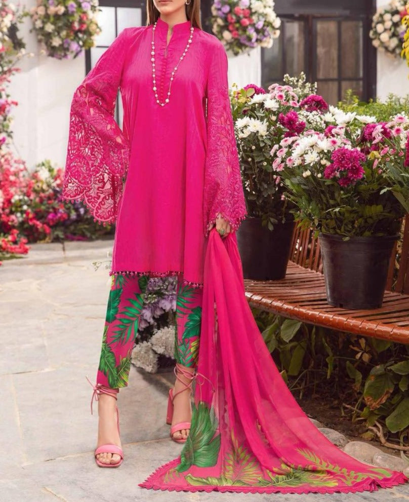 Grace S636-Embroidered 3pc Lawn dress with Printed munar dupatta.