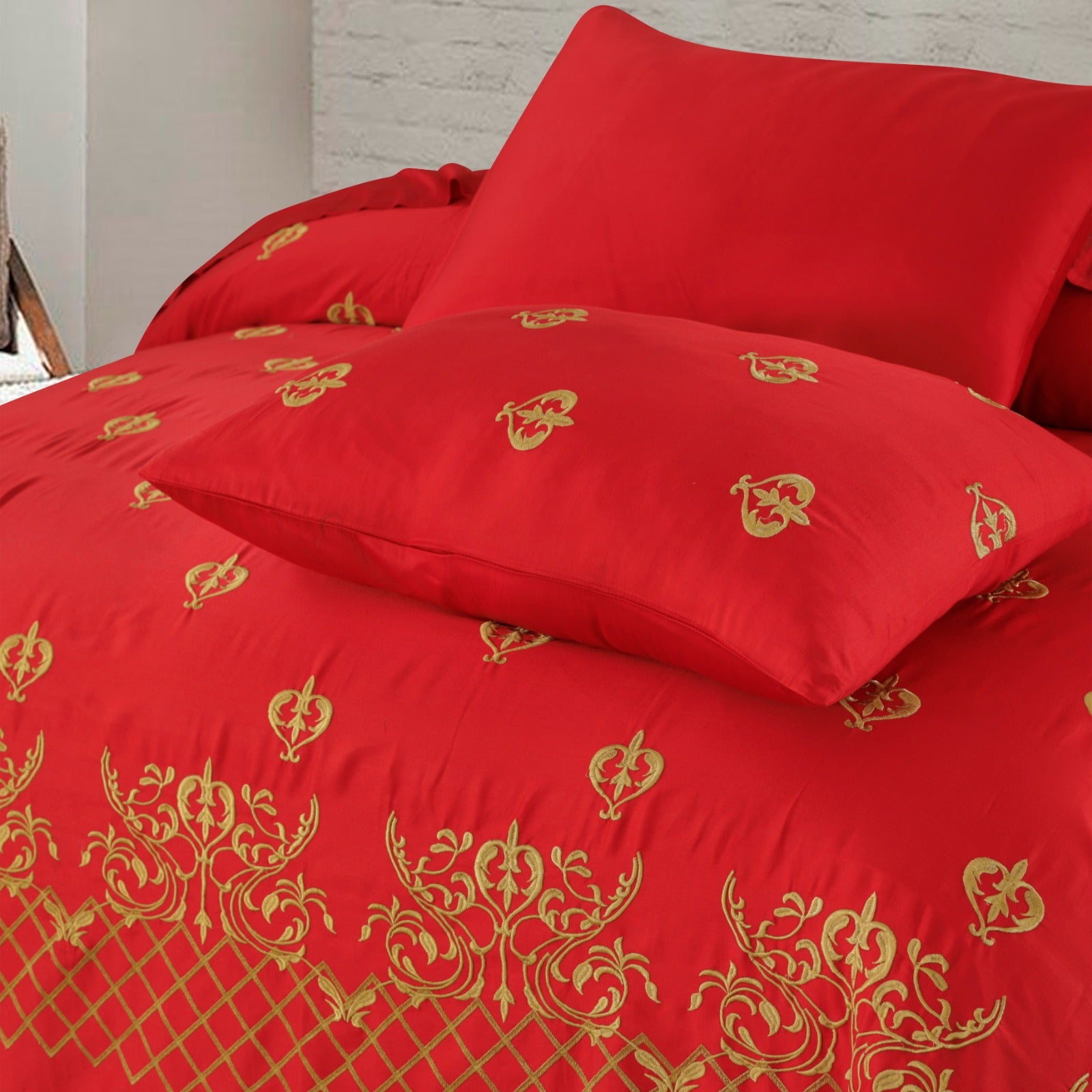 FL001 - Embroidered Duvet Cover Set (Luxury Sateen) - 6PC