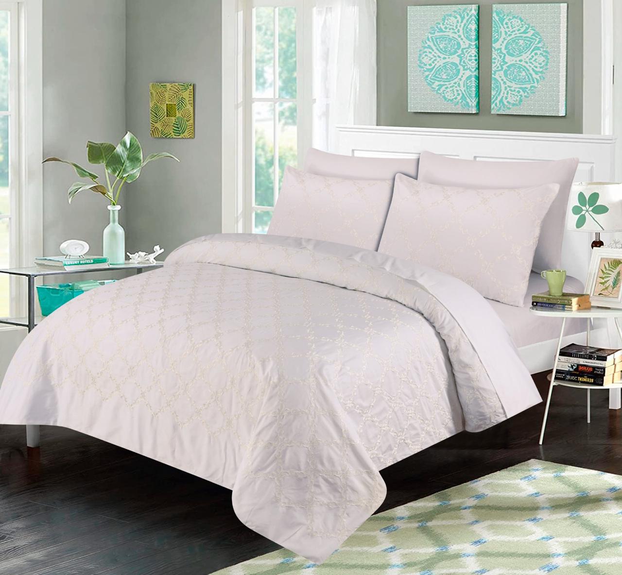 FL003 - Embroidered Duvet Cover Set (Luxury Sateen).