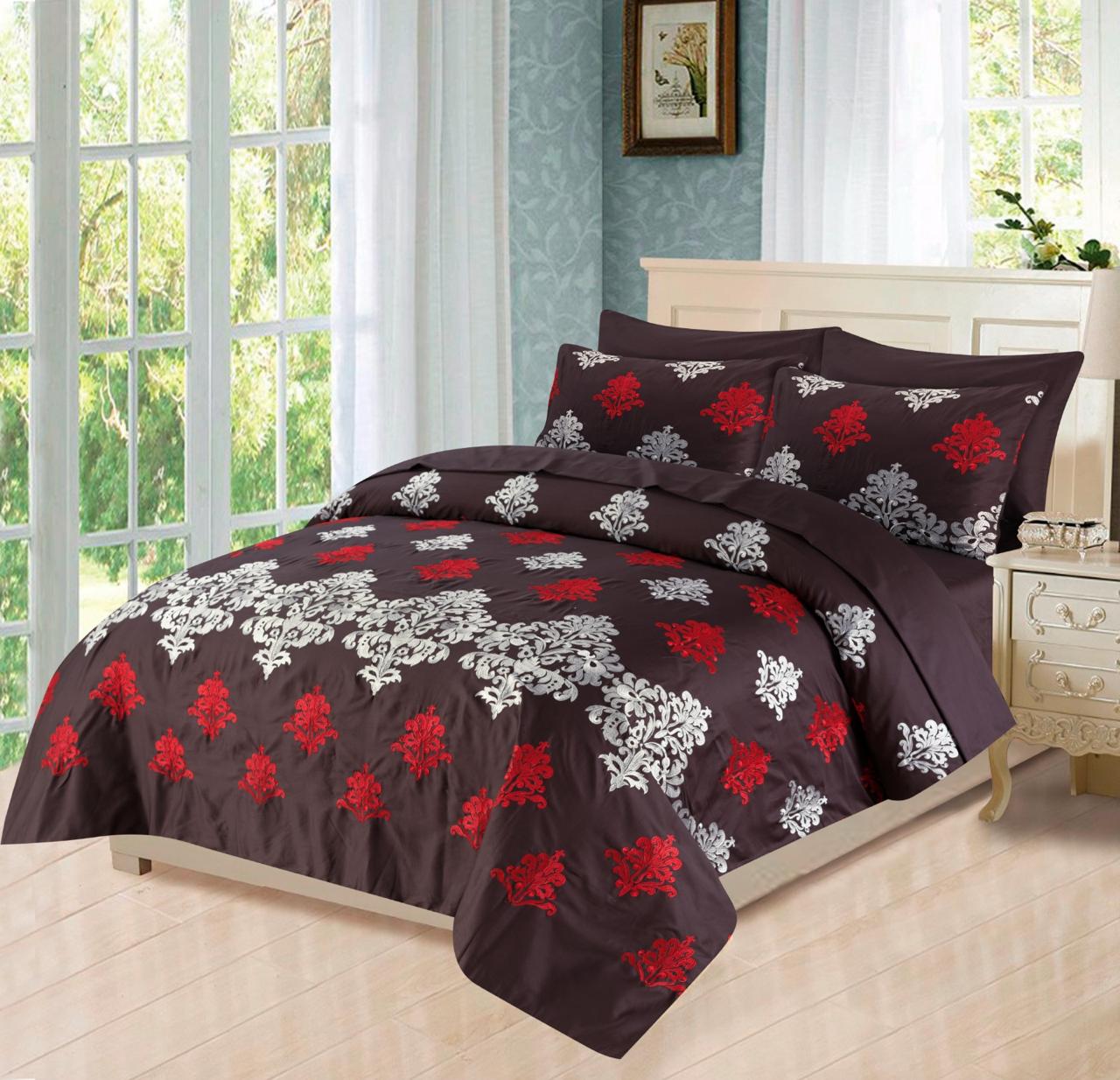 FL007-Embroidered Duvet Cover Set (Luxury Sateen).