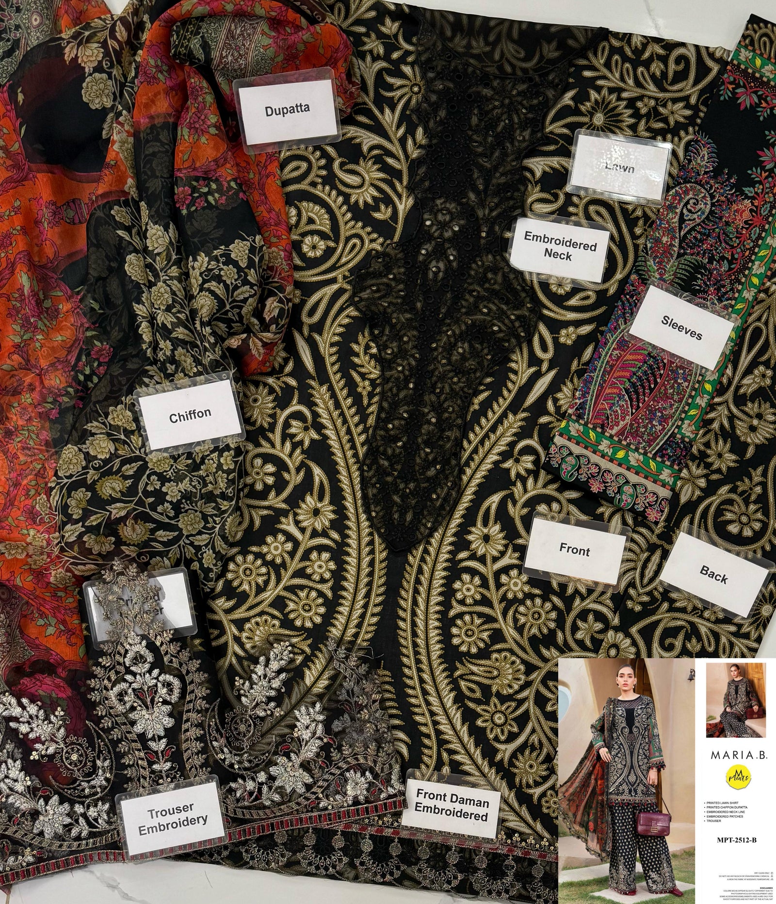 Grace S1167-Printed & Embroidered 3pc Lawn dress with Printed Chiffon Dupatta.