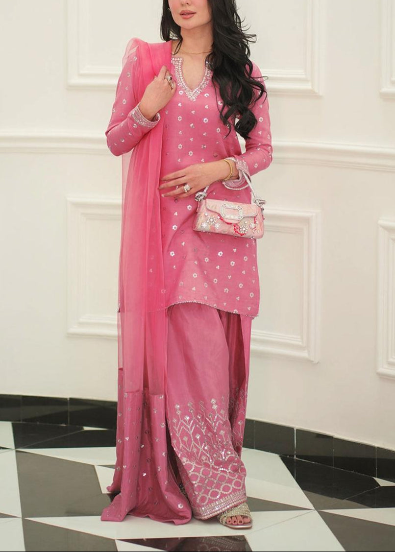 Grace S1203-Embroidered 3pc Sequence Lawn Dress With Embroidered Sequence Lawn Dupatta.