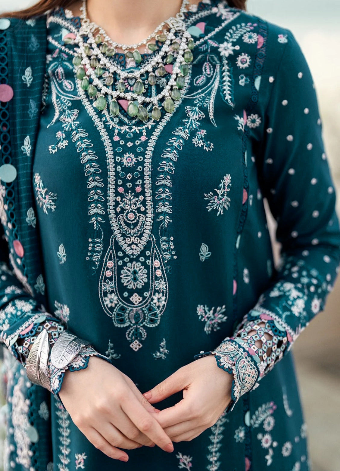 Grace S1234-Embroidered 3pc Lawn Dress With Embroidered Chiffon Dupatta.